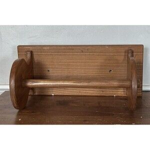 Vtg Farmhouse Wooden Paper Towel Holder Wall Handmade Rustic Cabin Country